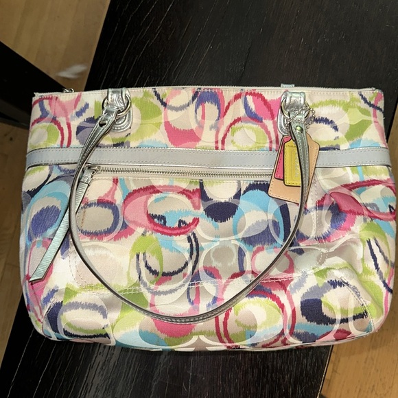Coach Ikat Multi Signature Optic Shoulder Glam Tote - Picture 9 of 11